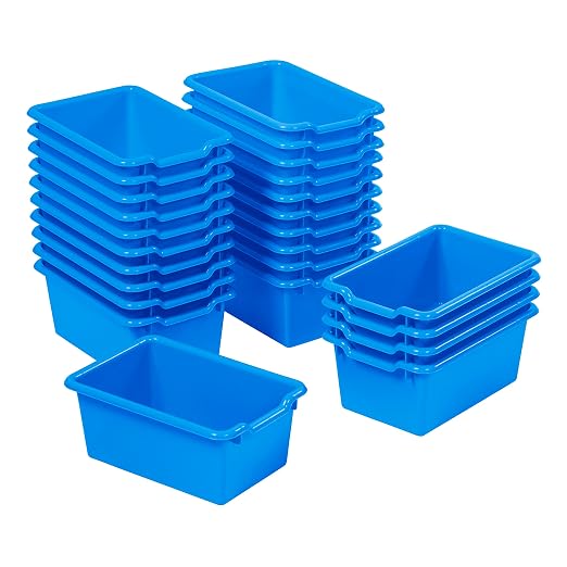 ECR4Kids Scoop Front Storage Bins, Multipurpose Organization, Blue, 25-Piece by ECR4Kids