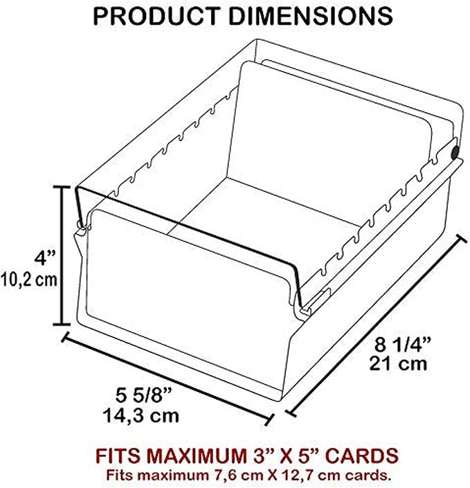 Acrimet 3 x 5 Card File Holder Organizer Box Metal Base Heavy Duty (AZ Index Cards and Divider Included) (Black Color with Clear Crystal Plastic Lid Cover) - Image 8