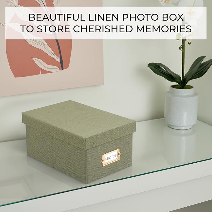 ZICOTO Decorative Photo Storage Box - Sturdy Linen Photo Organizer with Dividers is Perfect to Store Up to 850 Pictures and 4x6 Photos - Portable Scrapbook Storage Containers with Lid - Image 7