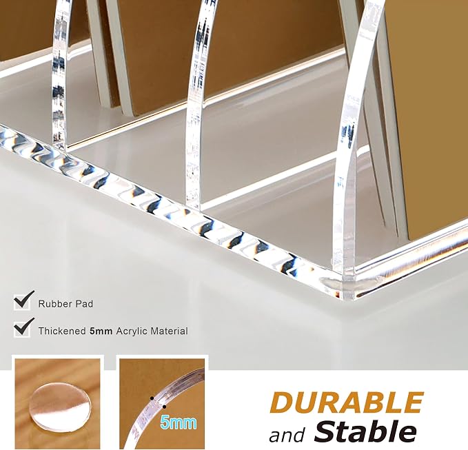 SANRUI Acrylic Desk File Organizer, 8 Slot Clear Magazine File Holder | Desktop Vertical Workspace Sorters, Folder Rack for Office Accessories Organization Storage - Image 5