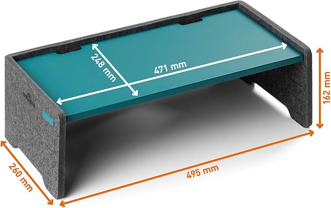 Durable Effect 508132 Monitor Stand for Monitors and Laptops Height Adjustable 60% Recycled PET Felt Petrol/Dark Green - Image 3