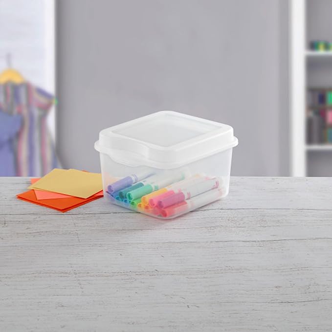Sterilite 18038612 Small Flip Top Storage Box (24) | Bin with Hinged Lid, Stackable Multipurpose Organizer for Art & Craft Supplies, Accessories, Photos & CDs, Home or Office Use - Image 4