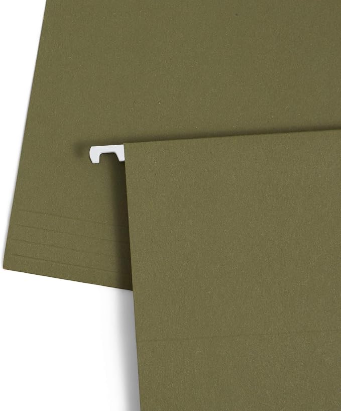 Blue Summit Supplies 75 Hanging File Folders, Letter Size, Green | Reinforced 11pt, 1/5 cut tabs, plastic tabs and inserts included, for filing cabinet, home, and office use - Image 5