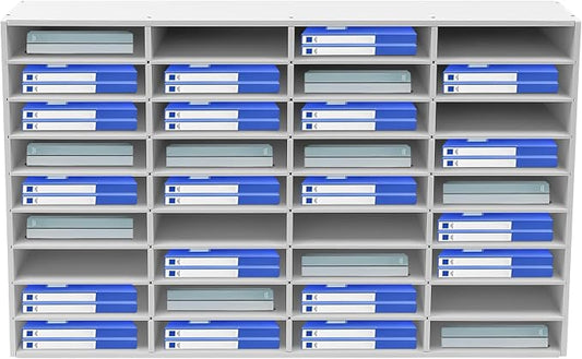 Literature Organizer 36 Slots Desk File Literature Sorter Mailbox Sorter Paper and Mail Organizer Desktop Paper Storage Holder for Home, Office and Classroom (39.4 * 11.8 * 24in, White) by Unknown