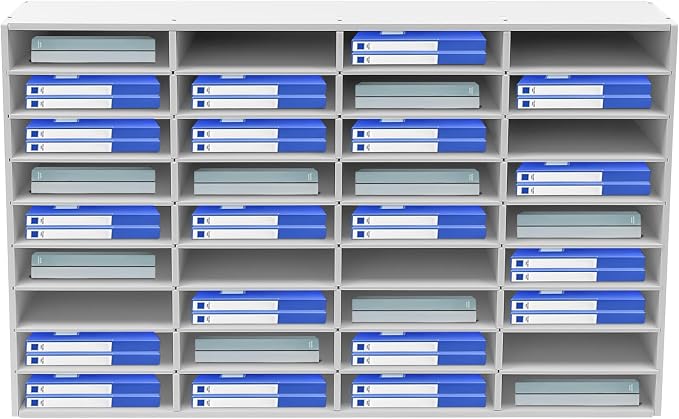 Literature Organizer 36 Slots Desk File Literature Sorter Mailbox Sorter Paper and Mail Organizer Desktop Paper Storage Holder for Home, Office and Classroom (39.4 * 11.8 * 24in, White) by Unknown