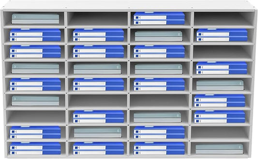 Literature Organizer 36 Slots Desk File Literature Sorter Mailbox Sorter Paper and Mail Organizer Desktop Paper Storage Holder for Home, Office and Classroom (39.4 * 11.8 * 24in, White) by Unknown