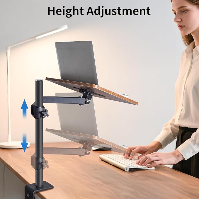 Adjustable Book Stand with Desk Clamp Mount, Wooden Reading Holder with Metal Arm, Black - Image 8