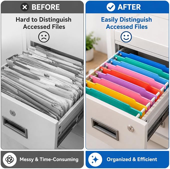 party greeting 16 Pack File and Folder Dividers 9.4x12.7 Inch Plastic Hanging Filing Cabinet Dividers Organizers Insertable File Separators Supplies for Office Drawer Organization (Rainbow) - Image 6