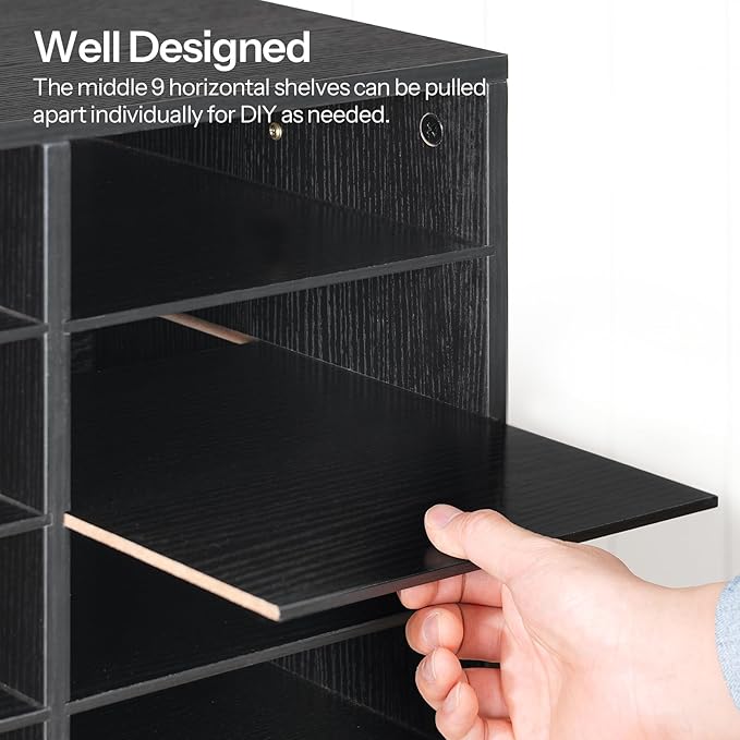 HOOBRO Wooden Literature Organizer, 36-Slot Mail Sorters, Removable Classroom Mailbox, Student Mailboxes for Classroom, Paper Storage Organizer, for Home, Office, Black BK36WF01 - Image 5