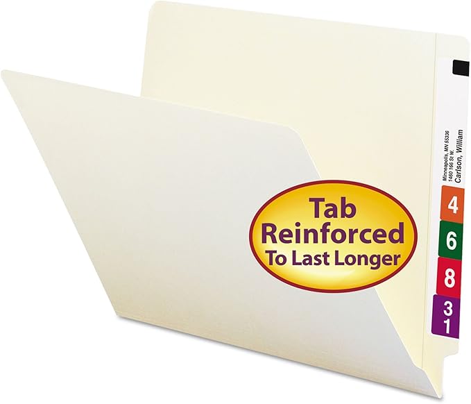 Smead End Tab File Folder, Shelf-Master Reinforced Straight-Cut Tab, Letter Size, Manila, 100 per Box (24109) by SMEAD