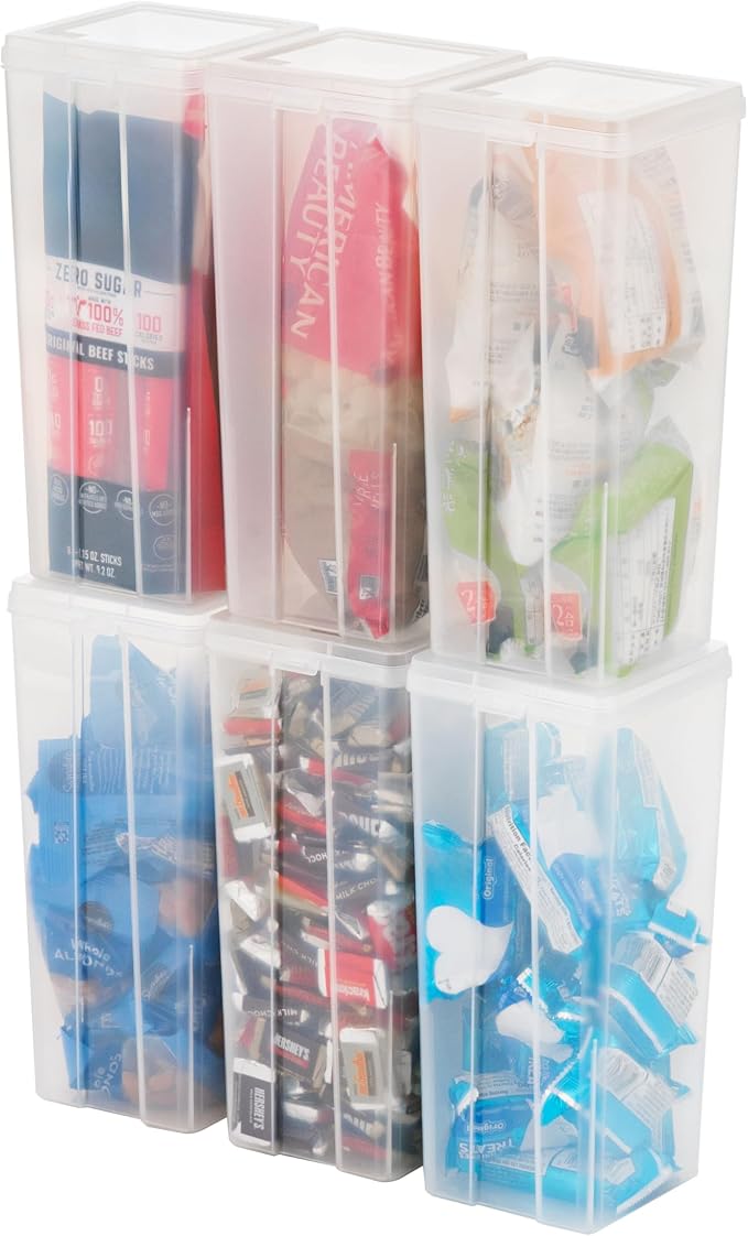 IRIS USA Flip Top Storage Containers |Made in USA| Large (6-Pack) - Clear | Vertical Bins with Removable Lids for Organizing Office, Craft, Pantry, Art, Ephemera & Study Supplies by IRISUSA