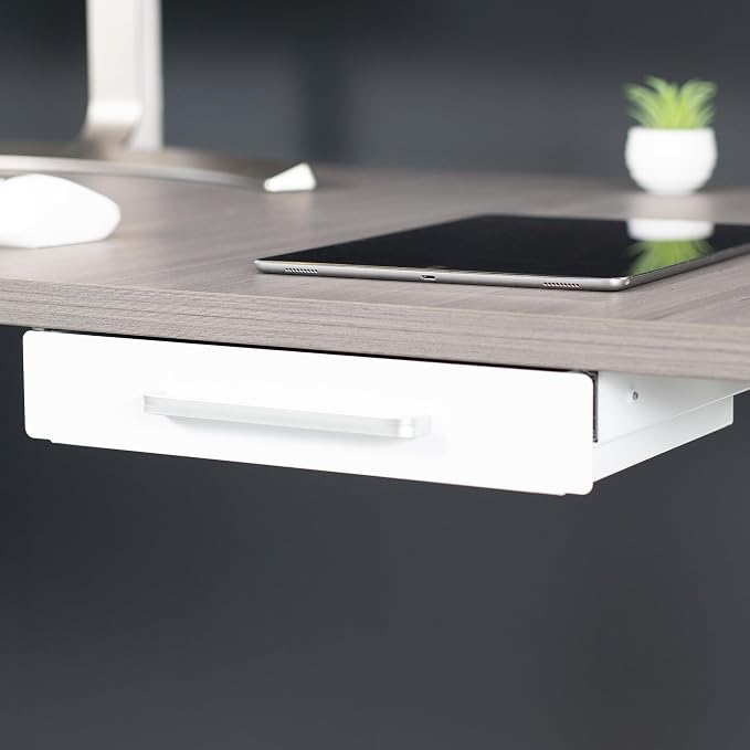 VIVO White 13 x 9 inch Under Desk Storage Drawer, DESK-DR1H-W | Sliding Steel Pull-out Drawer for Office Desk, Pull Handle, Storage Organizer for Sit Stand Workstation, Holds 11 lbs - Image 9