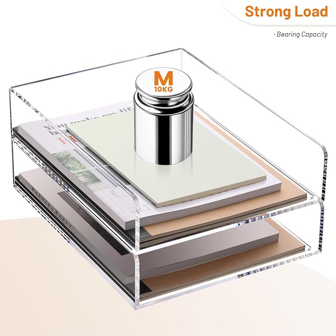 HeZone Paper Organizer Letter Tray,Acrylic Desk Organizer,Clear File Organizer for Desk,Stackable Paper Tray for Documents,A4 File Paper,Book,Bills, Crafts,Notes for Office/Classroom/Home Organization - Image 5