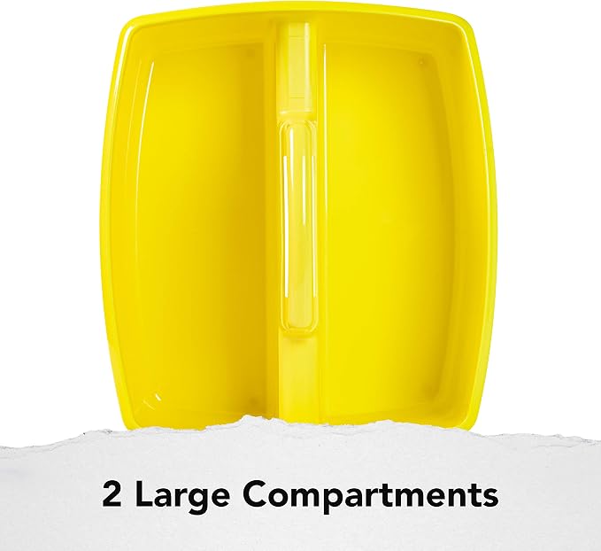 Storex 2-Compartment Large Craft Caddy – Multipurpose Classroom Organizer with Handle, Yellow, 1-Pack (00957C06C) - Image 3