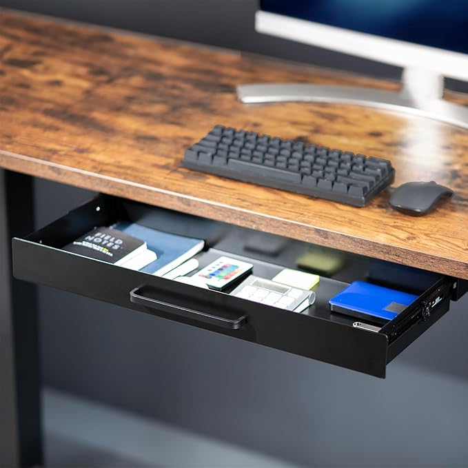 VIVO Black 22 x 9 inch Under Desk Storage Drawer, DESK-DR22H-B | Sliding Steel Pull-out Drawer for Office Desk, Pull Handle, Storage Organizer for Sit Stand Workstation, Holds 11 lbs - Image 3