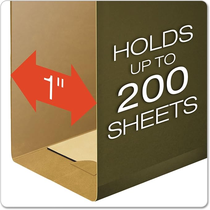 Pendaflex 04152X1 Reinforced 1" Extra Capacity Hanging Folders, Standard Green - Image 2