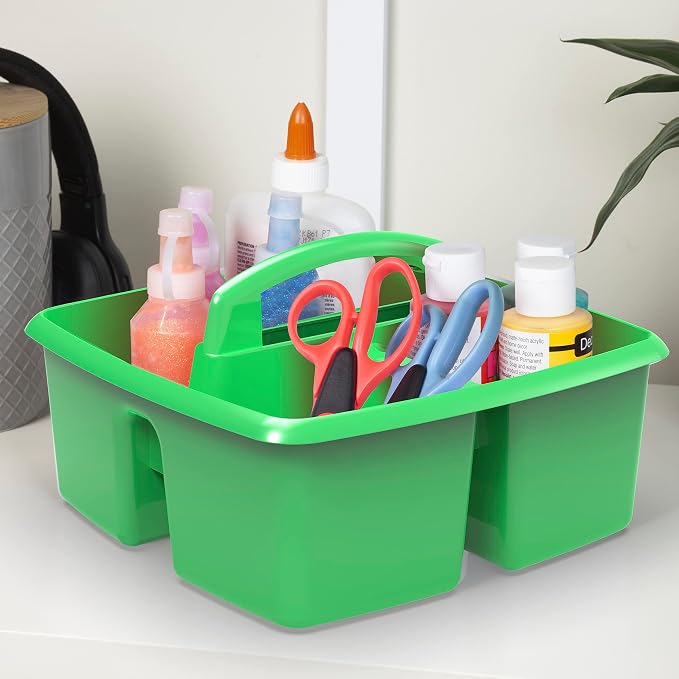Storex 3-Compartment Small Caddy – Multipurpose Classroom Organizer with Handle, Green, 5-Pack (00951U06C) - Image 4