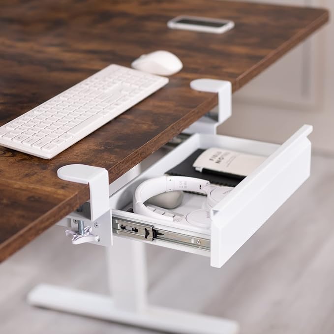 VIVO 16 inch Clamp-On Sliding Pull-out Drawer without Shell for Office Desk, Storage Organizer for Sit Stand Workstation, White, DESK-AC03C-W - Image 8