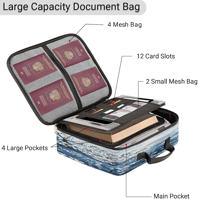 File Organizer Abstract Trees Document Organizer with Handle Portable File Organizer Bag Home Travel Storage Bags for Files Laptop Certificates - Image 4