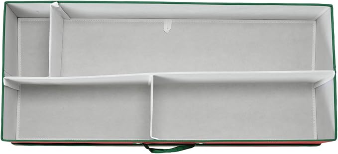 Household Essentials Holiday Gift Wrap Organizer with Lid, Red and Green - Image 8