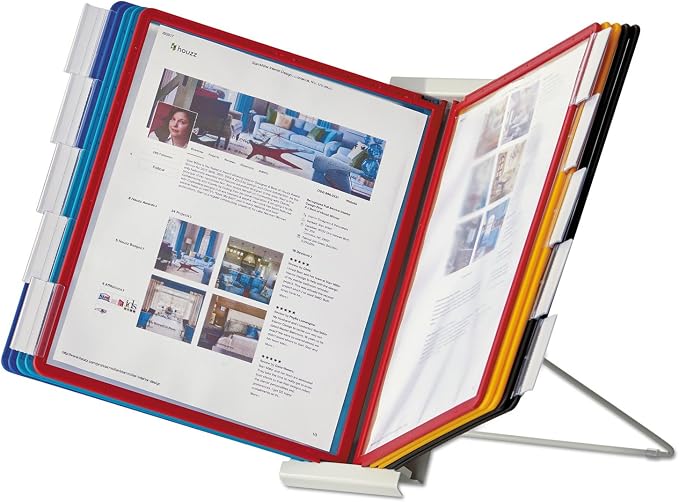 Durable Instaview20 Pocket Expandable Desktop Reference System - Letter Size 10 Double-Sided Panels - Assorted Color Borders - Image 7