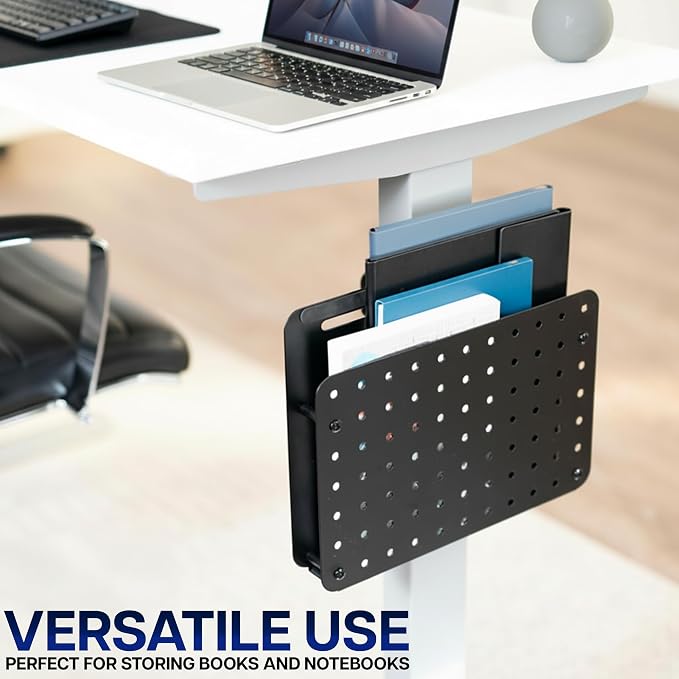 VIVO Steel Clamp-on Desk Leg Laptop Mount Holder, 14 x 11 inch Magnetic Peg Board, Desk Accessory Organizer, Black, Mount-LHS1 - Image 5