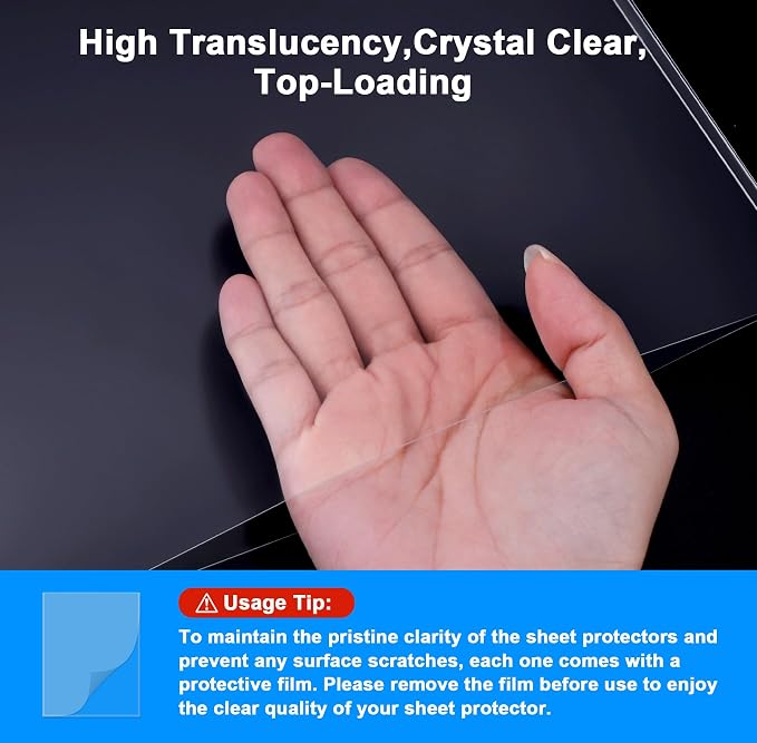 Ndsox 20 Pack 9" x 12" Rigid Print Protectors Clear Hard Plastic Sheet Protectors Top Loading for Photographs, Photo Papers, Posters, Prints, Birth Certificates, Heavy Duty No-Hole Rigid Photo Sleeves - Image 5