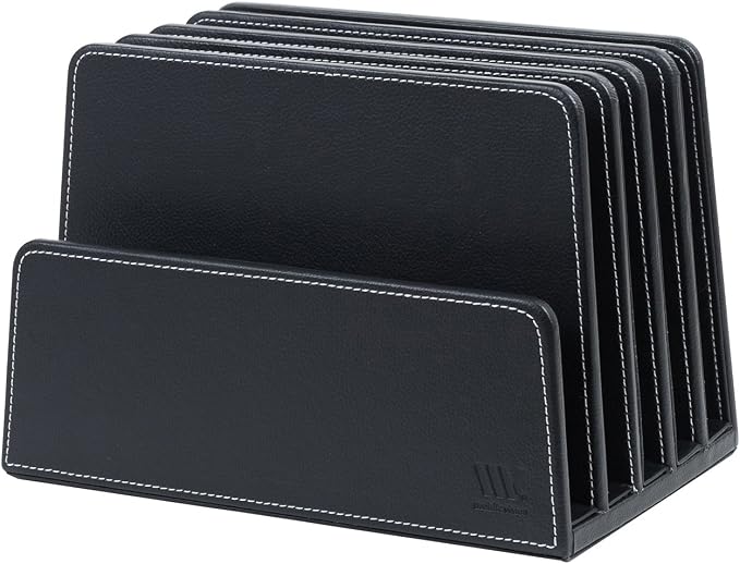 MobileVision Executive Black Desktop File Folder Organizer and Paper Tray, 5 Slot Dividers by MobileVision