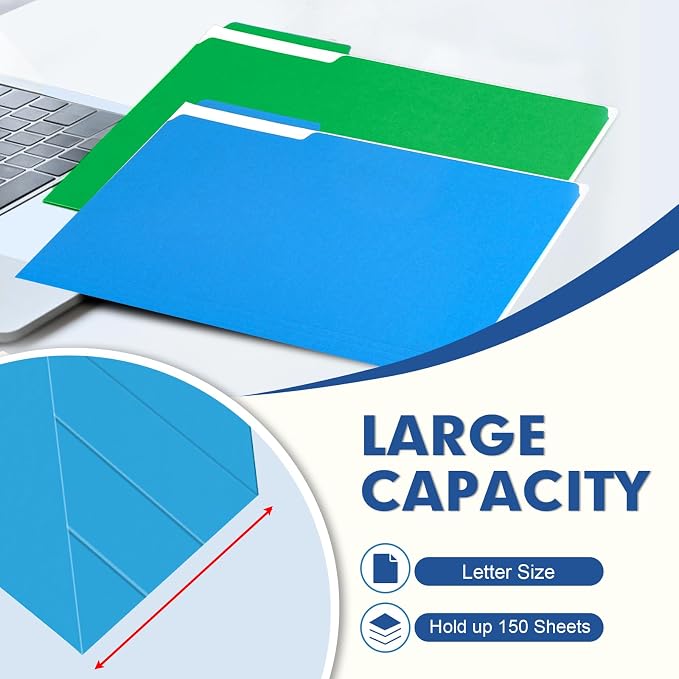 File Folder, PANDRI 270 Pack Colored File Folder, 1/3 Cut Tabs, Letter Size, Assorted 6 Colors Filing Folder for Office School Business - Image 5
