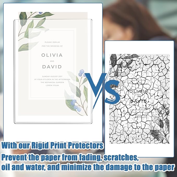 25 Pcs 8 1/2" x 11" Rigid Print Protectors Clear Sheet Protectors Hard Plastic Paper Page Magazine Protectors for Collectors Rigid Top Loaders Document Holder Birth Certificate Protector - Image 3