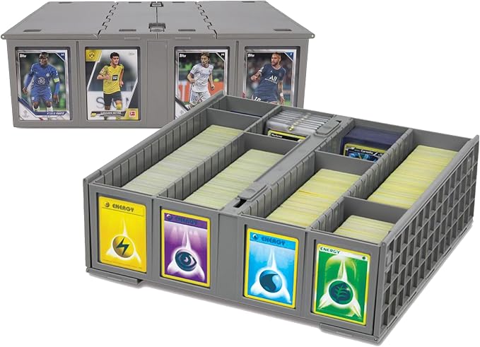 BCW Collectible Card Bin (2-Pack, Gray) | Holds 3200 Cards Each | Includes 4 Dividers | Storage for Pokémon, MTG & Sports Cards by BCW
