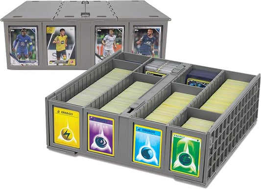 BCW Collectible Card Bin (2-Pack, Gray) | Holds 3200 Cards Each | Includes 4 Dividers | Storage for Pokémon, MTG & Sports Cards by BCW
