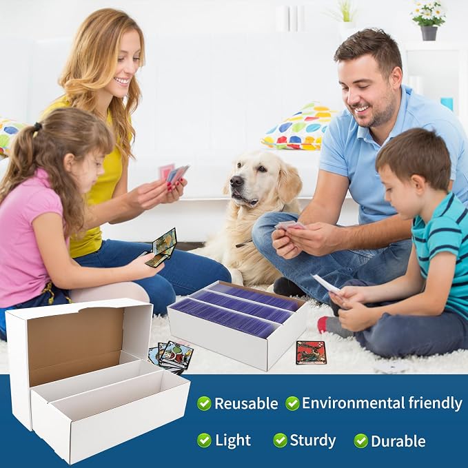 4 Pack Trading Card Storage Box, 2340 Count Card Storage Box White Sports Cards Storage Box Card Organizer Box Trading Card Box for Storing Protecting and Organizing Soccer Basketball Game Cards - Image 2