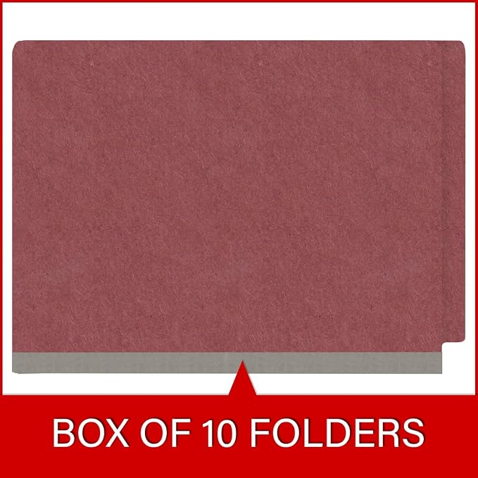 End Tab Pressboard Folders, Letter Size, 2" exp, Fasteners Pos #1 & #3, Dark Red (Box of 25) - Image 6