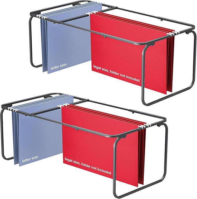 2 Sets Upgraded Adjustable Hanging File Folder Frame,Legal/Letter Size,Length Adjusted 16 to 25 inches,Heavy Duty Steel File Drawer/Cabinet Organizer Insert, Hanging Folder Holder,12.598" W X 9.45" H by TOPCJ