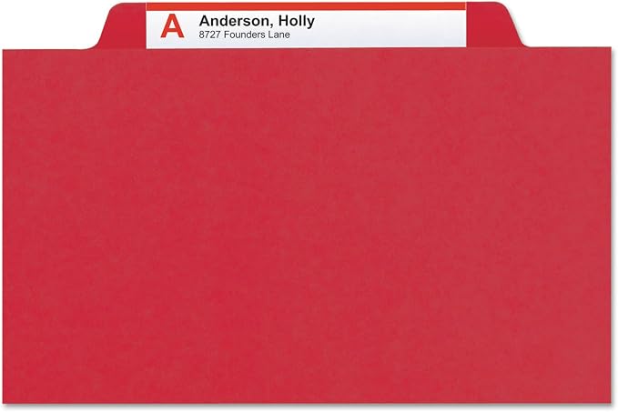 Smead Pressboard Classification File Folder with SafeSHIELD Fasteners, 1 Divider, 2" Expansion, Legal Size, Bright Red, 10 per Box (18731) - Image 9