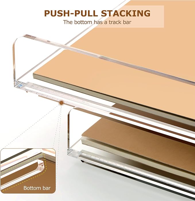 SANRUI 4 Tier Clear Desk Paper Letter Organizer Trays, A4 Stackable File Document Tray, Acrylic Desk Organizers and Accessories Sorter, Workspace Office Supplies Organizers,12.4inx8.86inx6.64in - Image 4