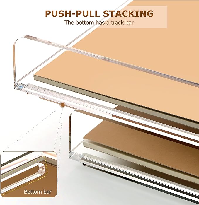 SANRUI 4 Tier Clear Desk Paper Letter Organizer Trays, A4 Stackable File Document Tray, Acrylic Desk Organizers and Accessories Sorter, Workspace Office Supplies Organizers,12.4inx8.86inx6.64in - Image 4