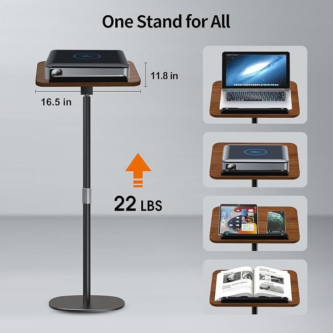 2-in-1 Floor Music Stand & Desktop Book Stand, 16.5"–51" Height Adjustable | Premium Wood Panel, Floor Reading Stand with Page Clip for Sheet Music, Cookbooks (Walnut Finish, 11.8" x 16.5" Panel) - Image 6