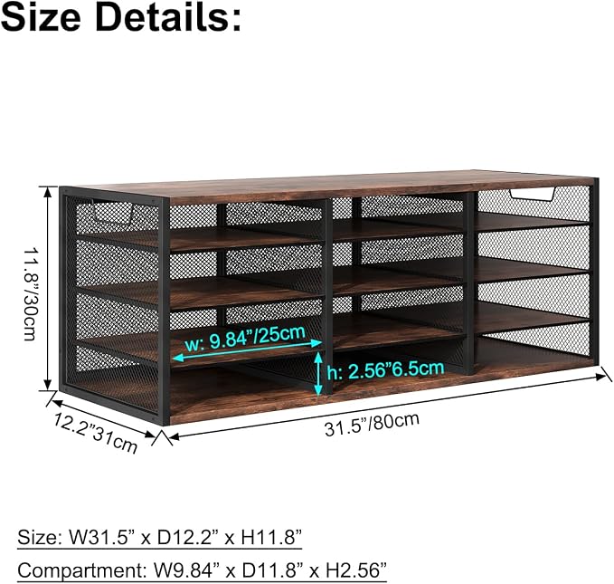 Mail Sorter Adjustable Holder, Countertop Literature Organizer, Student Mailbox for Classroom, Desktop Bill Paper Organizer for Office Home School, 12 Compartments, Brown - Image 4