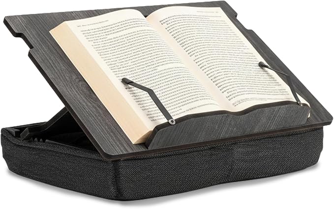 Book Stand for Reading in Bed with Storage – Book Holders for Reading Hands Free, Bed Book Holder and Book Display Stand, Perfect Book Stands for Reading, Study, Bed or Desk Use (Black) by VigoWood