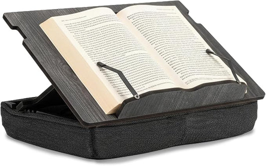 Book Stand for Reading in Bed with Storage – Book Holders for Reading Hands Free, Bed Book Holder and Book Display Stand, Perfect Book Stands for Reading, Study, Bed or Desk Use (Black) by VigoWood