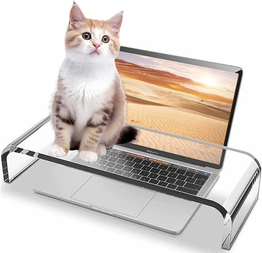 Clear Monitor Stand Riser, Computer Monitor Stand/Acrylic Monitor Riser for Home Office Laptop, PC Desk Stand for Keyboard Storage & Multi-Media Laptop Printer TV Screen (14"/7.1"/3.6") by VAOLLO
