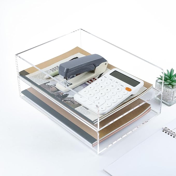 2 Pack Acrylic Paper Tray Organizer for Desk Clear File Organizer,Acrylic Desk Organizers and Accessories Sorter,Perfect for File Paper, Ipad, Letter, A4 Office File, Books, Notes.(Vertical) by Unknown