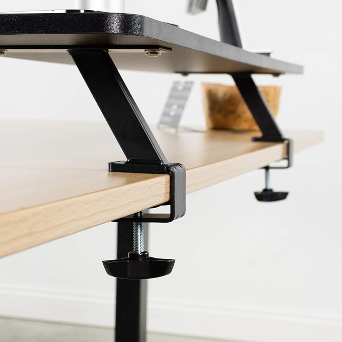 VIVO Black Clamp-on Large 40 inch Ergonomic Desk Shelf, Dual Computer Monitor and Laptop Riser Stand - Desk Organizer for 2 Screens STAND-SHELF40B - Image 7