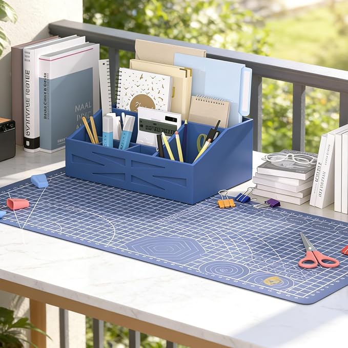 Wood Mail Organizer Countertop,Farmhouse Desk and Kitchen Countertop Storage, Letter Sorter, Desk Mail and Bill Organizer, Desktop File and Paper Holder (Blue) - Image 2