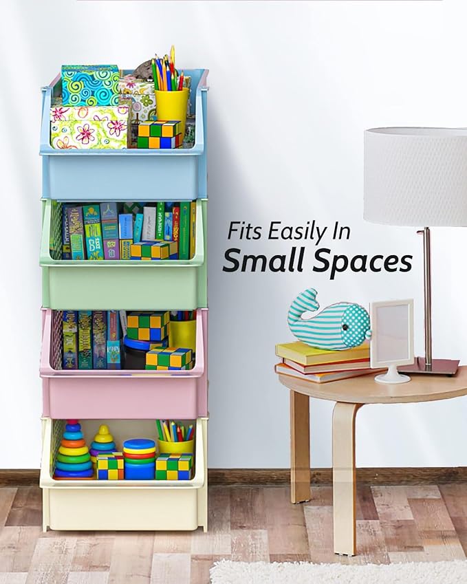 Skywin Stackable Storage Bins Open Front for Pantry Storage, 4 Pack - Multi | Sturdy Plastic, Easy Stacking, Open Front Access, Ventilated Sides, Vertical & Space Saving Pantry Organizers and Storage Bin - Image 5