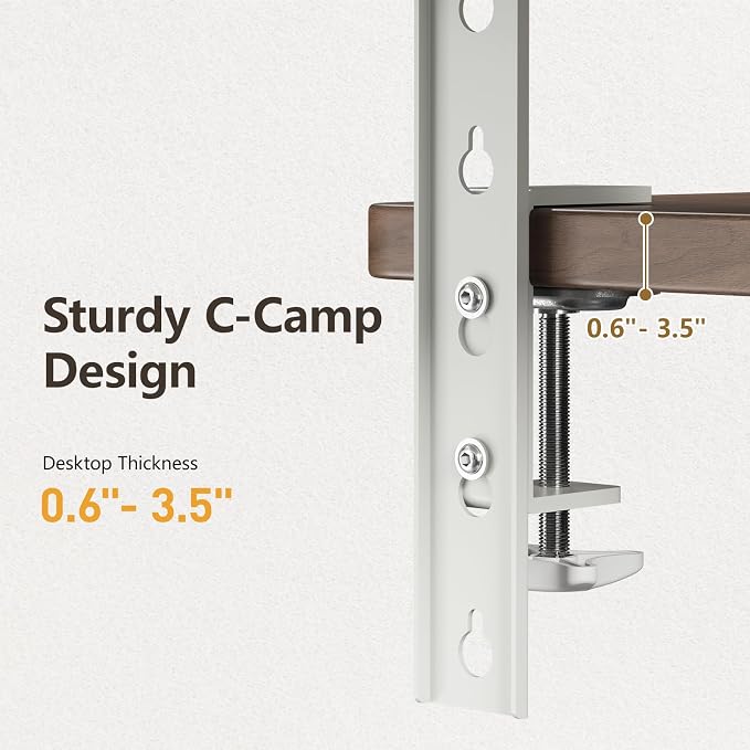 Clamp on Desk Extender Shelf, 22" Desk Riser with Pegboard | Heavy-Duty Side/Top Desk Organizer Shelf for Office Accessories, Monitor and Laptop Riser, Light Wood - Image 4