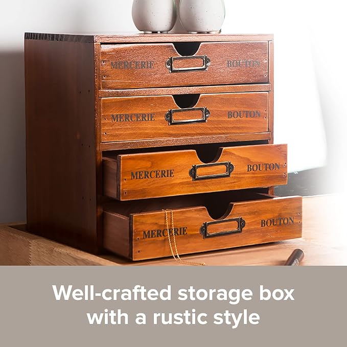 5-Piece Vintage Organization and Storage Set - Single Drawer, 2-Drawer, 3-Drawer, 4-Drawer & 5-Drawer Organizer Chests - Embroidery, Sewing, Arts and Craft Journaling - Stackable Modular Storage - Image 7