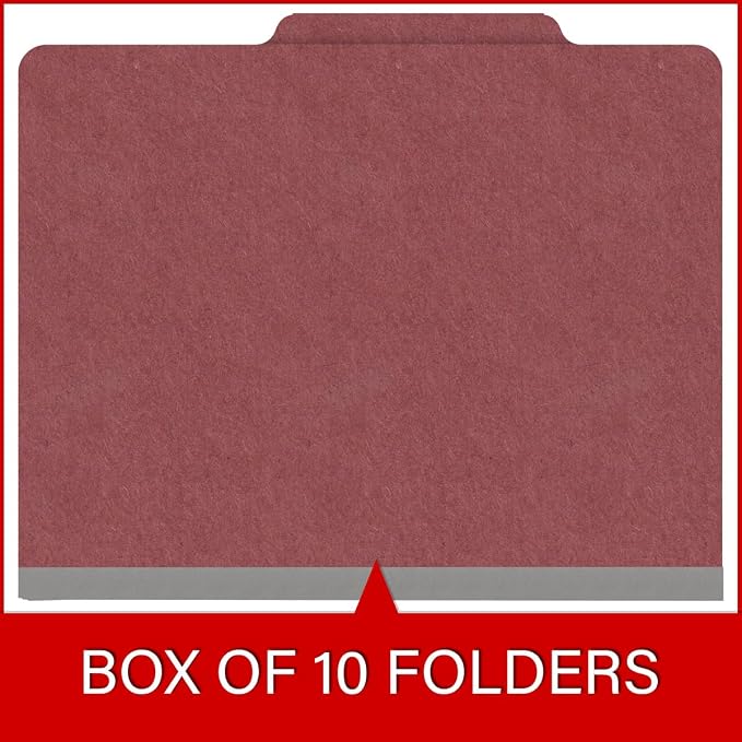 Top Tab Pressboard Folders, Letter Size, 2" exp, Fasteners Pos #1 & #3, Dark Red (Box of 25) - Image 6